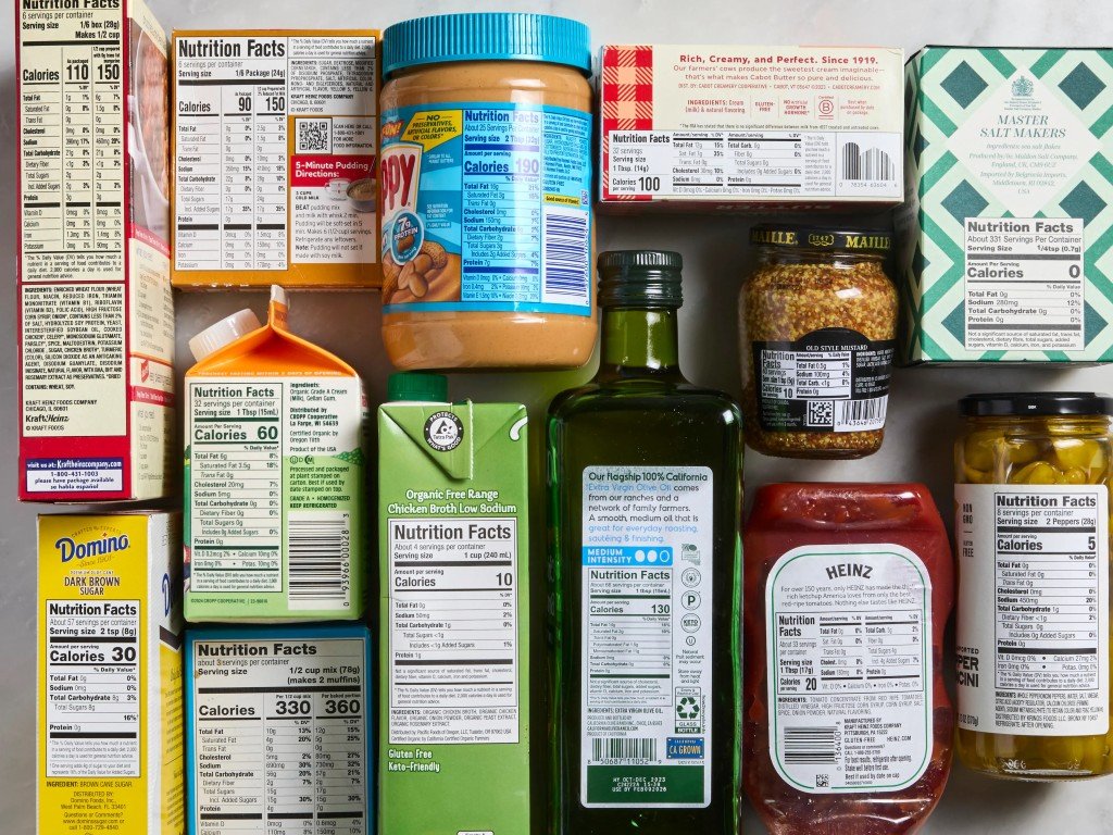 nutritional information of different food