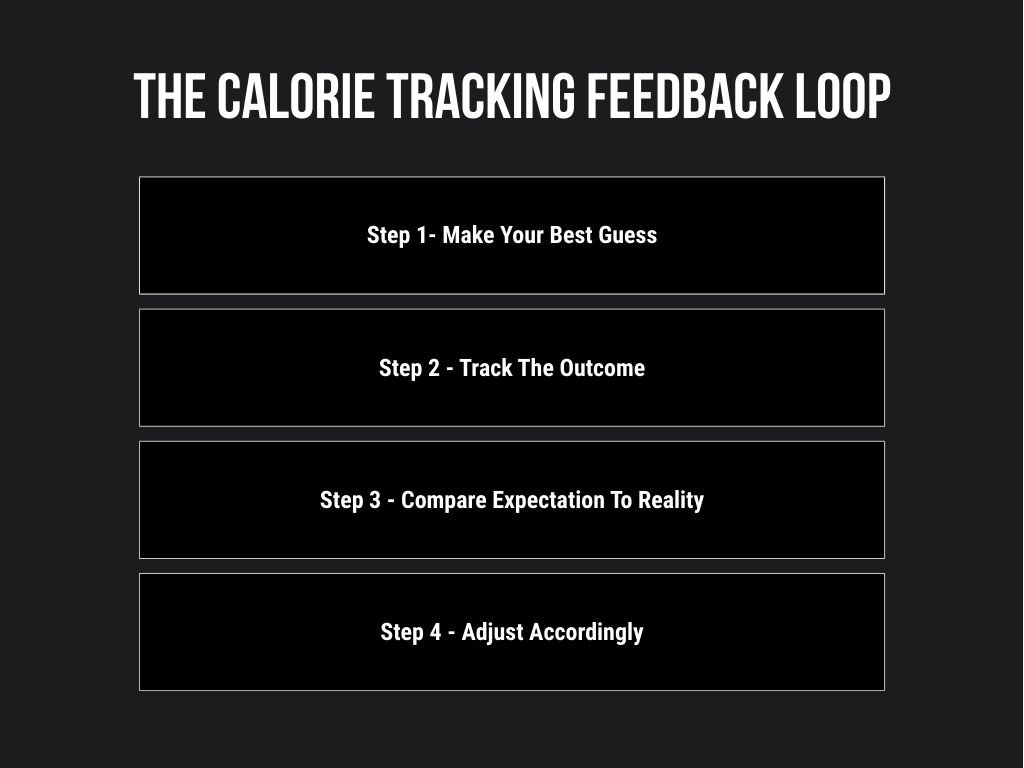 Diagram showing the calorie counting feedback loop for sustainable weight loss