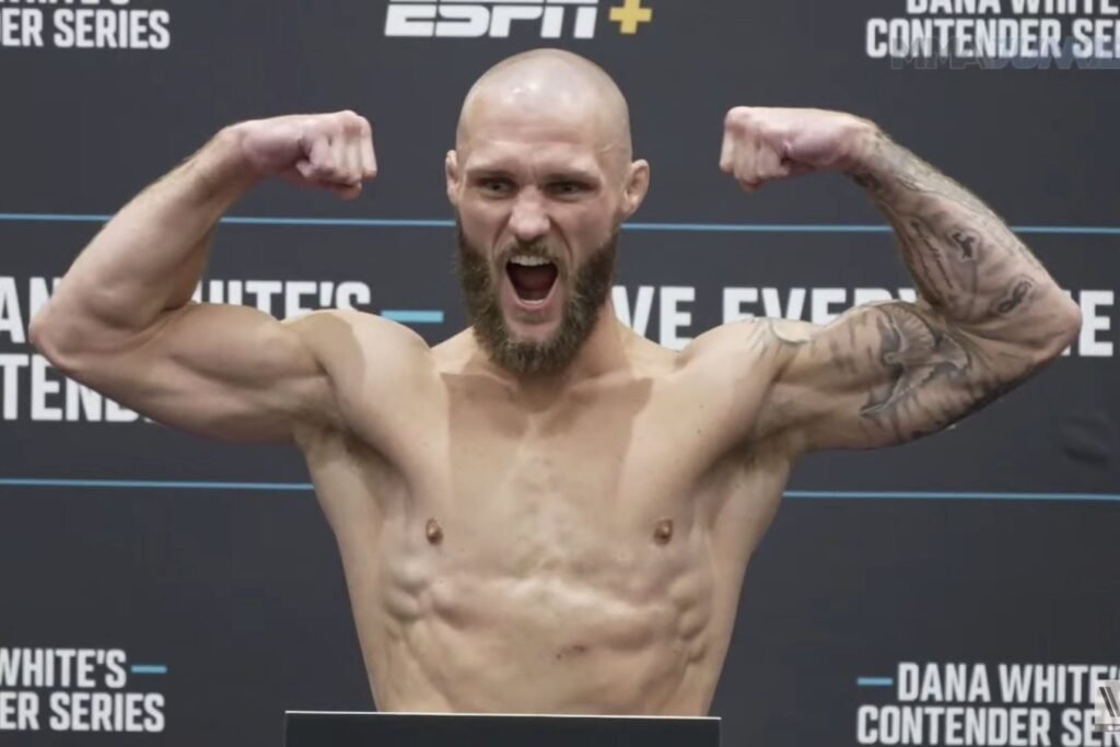 fighter on weigh-in scale or training scene